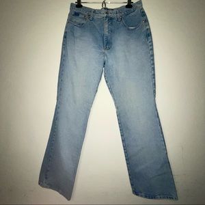 Vintage 90s Cotton Baggy Mid Rise Bootcut Jeans 32